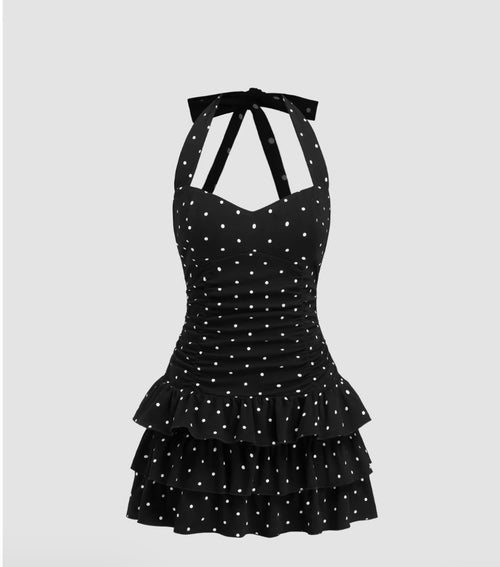 Black mini halter dress